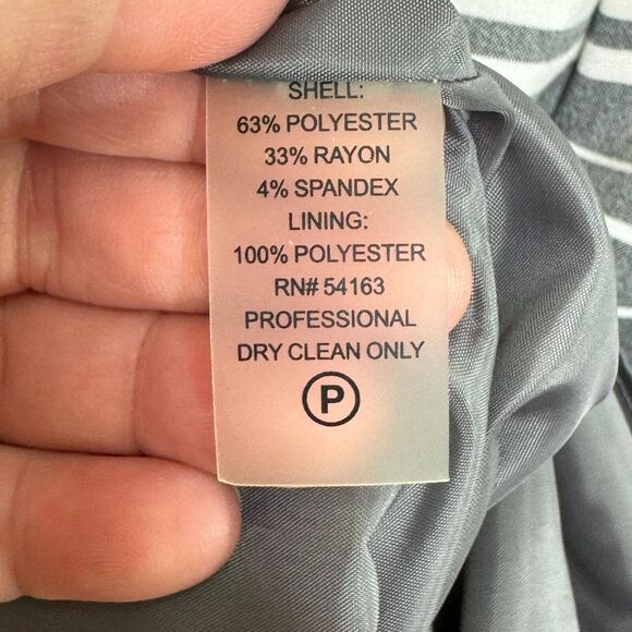 Calvin Klein Dress Womens 12 Gray White Stripe Fit & Flare Sleeveless Career - Picture 4 of 11